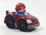2018 Mattel Fisher Price Little People Red Cap Mustache Man in Dark Red Burgundy Plastic Toy Car Vehicle