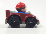 2018 Mattel Fisher Price Little People Red Cap Mustache Man in Dark Red Burgundy Plastic Toy Car Vehicle