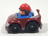 2018 Mattel Fisher Price Little People Red Cap Mustache Man in Dark Red Burgundy Plastic Toy Car Vehicle
