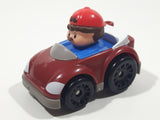 2018 Mattel Fisher Price Little People Red Cap Mustache Man in Dark Red Burgundy Plastic Toy Car Vehicle