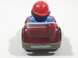 2018 Mattel Fisher Price Little People Red Cap Mustache Man in Dark Red Burgundy Plastic Toy Car Vehicle