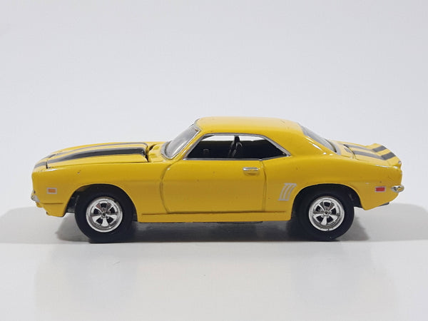 2001 Johnny Lightning Popular Hot Rodding 1969 Chevrolet Camaro Yellow with Black Stripes Die Cast Toy Car Vehicle with Opening Hood