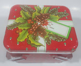 Christmas Present Gift Themed Red Tin Metal Container with Handles