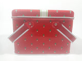 Christmas Present Gift Themed Red Tin Metal Container with Handles