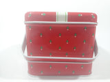 Christmas Present Gift Themed Red Tin Metal Container with Handles