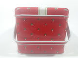 Christmas Present Gift Themed Red Tin Metal Container with Handles