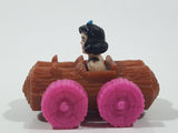 1993 McDonald's U.C.S. & Amblin The Flintstones Betty Rubble and Bamm Bamm in Log Car Plastic Toy Vehicle 1 3/4" Long