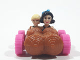 1993 McDonald's U.C.S. & Amblin The Flintstones Betty Rubble and Bamm Bamm in Log Car Plastic Toy Vehicle 1 3/4" Long