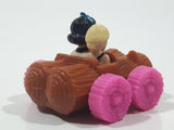 1993 McDonald's U.C.S. & Amblin The Flintstones Betty Rubble and Bamm Bamm in Log Car Plastic Toy Vehicle 1 3/4" Long