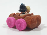 1993 McDonald's U.C.S. & Amblin The Flintstones Betty Rubble and Bamm Bamm in Log Car Plastic Toy Vehicle 1 3/4" Long