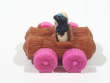 1993 McDonald's U.C.S. & Amblin The Flintstones Betty Rubble and Bamm Bamm in Log Car Plastic Toy Vehicle 1 3/4" Long
