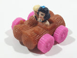 1993 McDonald's U.C.S. & Amblin The Flintstones Betty Rubble and Bamm Bamm in Log Car Plastic Toy Vehicle 1 3/4" Long