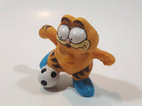 Vintage 1978 1981 United Features Syndicate Garfield King A Soccer Ball 2 1/4" Tall PVC Toy Figure Made in Hong Kong