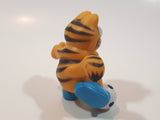Vintage 1978 1981 United Features Syndicate Garfield King A Soccer Ball 2 1/4" Tall PVC Toy Figure Made in Hong Kong