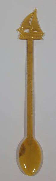 Vintage Isle of Capri Ltd. Edmonton Alberta Ship Boat Themed Yellow Plastic Drink Stir Stick Stirrer