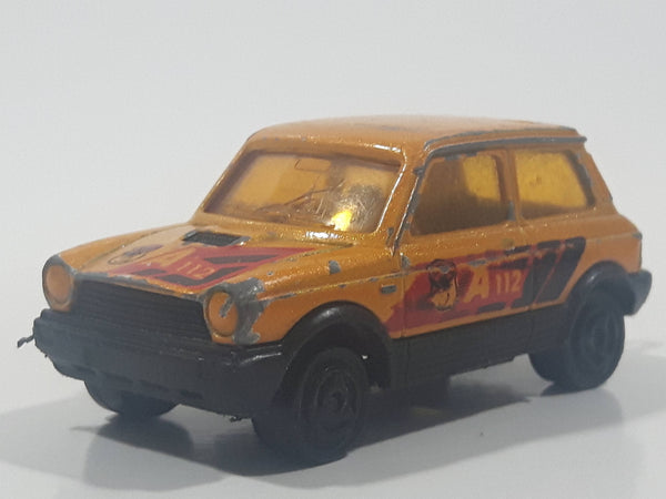 Rare Vintage Majorette No. 270 Autobianchi A 112 Yellow 1/53 Scale Die Cast Toy Car Vehicle with Opening Hatch Made in France