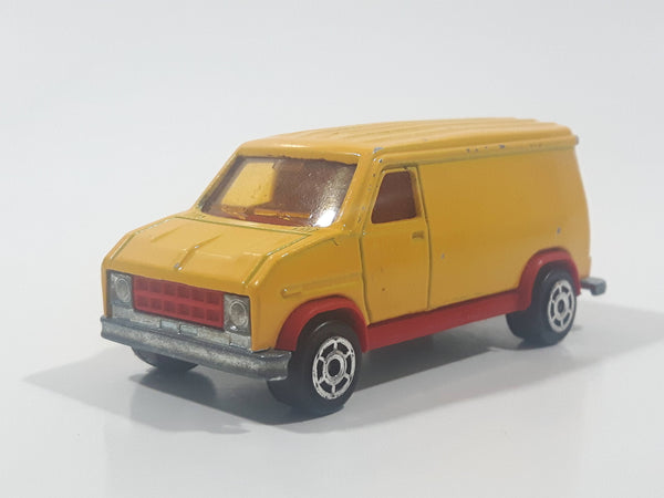 Vintage Majorette No. 279 / 234 Fourgon Van Yellow Red 1/65 Scale Die Cast Toy Car Vehicle Made in France with Opening Rear Doors