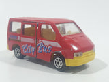 Majorette No. 243 Ford Transit Van "City Bus" Red 1/60 Scale Die Cast Toy Car Vehicle with Sliding Side Door