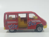 Majorette No. 243 Ford Transit Van "City Bus" Red 1/60 Scale Die Cast Toy Car Vehicle with Sliding Side Door
