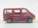 Majorette No. 243 Ford Transit Van "City Bus" Red 1/60 Scale Die Cast Toy Car Vehicle with Sliding Side Door
