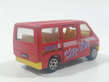 Majorette No. 243 Ford Transit Van "City Bus" Red 1/60 Scale Die Cast Toy Car Vehicle with Sliding Side Door