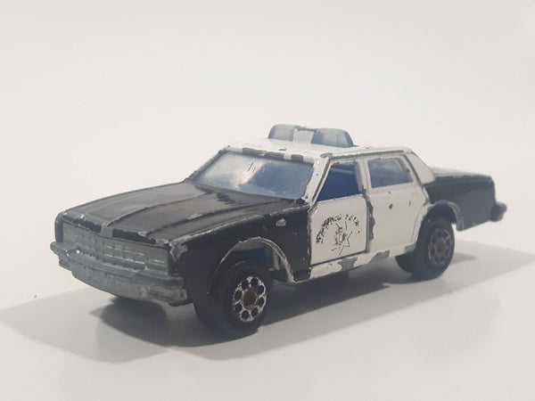 Vintage Majorette No. 240 Chevrolet Impala Highway Patrol Police Black and White 1/69 Scale Die Cast Toy Car Vehicle with Opening Doors