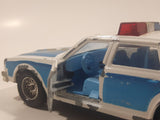 Vintage Majorette Chevrolet Impala Police Blue and White 1/41 Scale Die Cast Toy Car Vehicle with Opening Doors