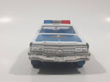 Vintage Majorette Chevrolet Impala Police Blue and White 1/41 Scale Die Cast Toy Car Vehicle with Opening Doors