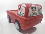 Vintage Mickey Mouse and Donald Duck Busy Bus Red Plastic 11" Long Toy Car Vehicle