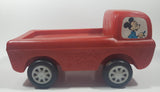 Vintage Mickey Mouse and Donald Duck Busy Bus Red Plastic 11" Long Toy Car Vehicle