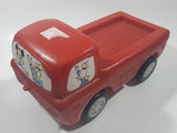 Vintage Mickey Mouse and Donald Duck Busy Bus Red Plastic 11" Long Toy Car Vehicle