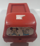 Vintage Mickey Mouse and Donald Duck Busy Bus Red Plastic 11" Long Toy Car Vehicle
