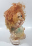 Vintage Karlsson Russian Soviet Orange Hair Big Eyebrows 8 1/2" Tall Rubber Toy Doll