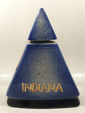 Vintage 1970 Jim Beam Kentucky Whiskey Imperial Sessions King Tut Themed Blue and Gold Egyptian Pyramid Shaped 9" Tall Embossed Decanter Bottle