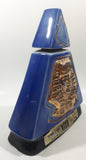 Vintage 1970 Jim Beam Kentucky Whiskey Imperial Sessions King Tut Themed Blue and Gold Egyptian Pyramid Shaped 9" Tall Embossed Decanter Bottle