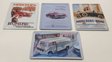 Set of 4 Mercedes Vintage Style Small 3 1/8" x 4 3/8" Bowed Tin Metal Advertising Signs