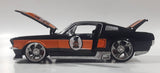 Maisto Harley Davidson Motor Cycles 1967 Ford Mustang GT Black and Orange 1/24 Scale Die Cast Toy Car Vehicle with Opening Hood, Trunk, and Doors