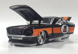 Maisto Harley Davidson Motor Cycles 1967 Ford Mustang GT Black and Orange 1/24 Scale Die Cast Toy Car Vehicle with Opening Hood, Trunk, and Doors