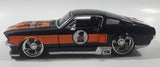 Maisto Harley Davidson Motor Cycles 1967 Ford Mustang GT Black and Orange 1/24 Scale Die Cast Toy Car Vehicle with Opening Hood, Trunk, and Doors