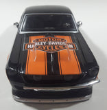 Maisto Harley Davidson Motor Cycles 1967 Ford Mustang GT Black and Orange 1/24 Scale Die Cast Toy Car Vehicle with Opening Hood, Trunk, and Doors
