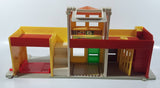 Vintage 1970s Fisher Price Little People Police Station Barber Shop Garage Auto Repair Street Block Strip Mall Play Set