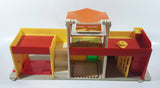 Vintage 1970s Fisher Price Little People Police Station Barber Shop Garage Auto Repair Street Block Strip Mall Play Set