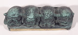Vintage 1968 Cal Themes Inc. 4 Wise Monkeys See No Evil Have No Fun Green Chalk Ware Figurine