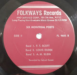 1957 Folkways Records Six Montreal Poets 12" Vinyl Record in Plastic Cover