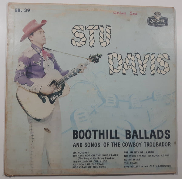 London Stu Davis Boothill Ballads And Songs Of The Cowboy Troubador 12" Vinyl Record