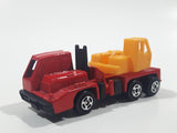 Unknown Brand Picker Crane Semi Truck Red and Yellow Plastic and Metal Die Cast Toy Car Construction Equipment Machinery Vehicle Missing Boom