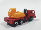 Unknown Brand Picker Crane Semi Truck Red and Yellow Plastic and Metal Die Cast Toy Car Construction Equipment Machinery Vehicle Missing Boom