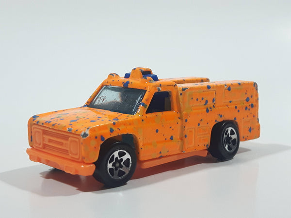 1996 Hot Wheels Splatter Paint Rescue Ranger Orange Fire Truck Die Cast Toy Car Vehicle