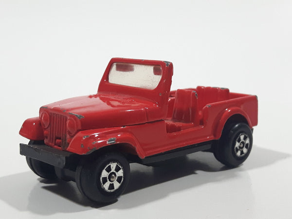 Vintage Unknown Brand No. 8405 or 3405 Jeep Red Die Cast Toy Car Vehicle Made in Hong Kong