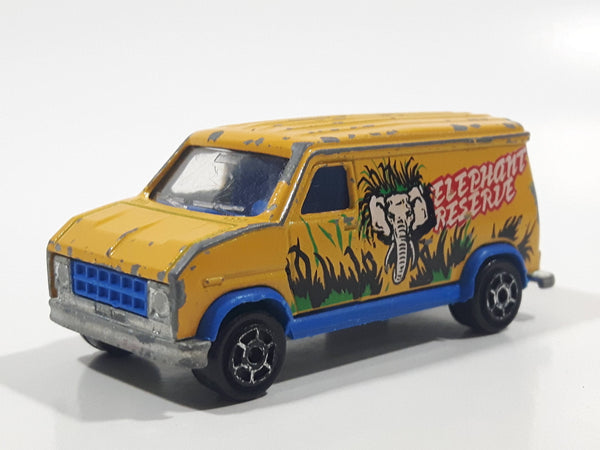 Vintage Majorette No. 279 / 234 Fourgon Van Elephant Reserve Yellow Blue 1/65 Scale Die Cast Toy Car Vehicle with Opening Rear Doors